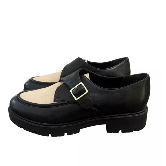Seychelles Womens Catch Me Black/Cream Two-Tone Leather Loafers Size 9 - Picture 1 of 8